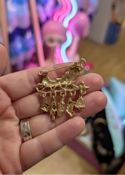 The Edit - Christmas Sleigh Brooch with Charms