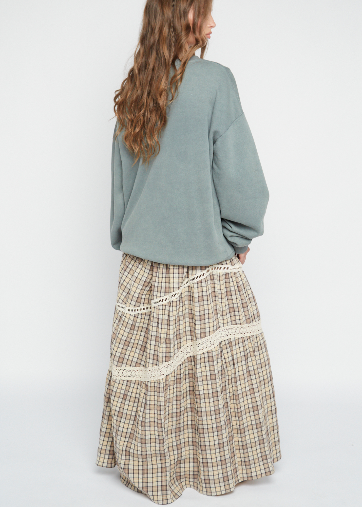 Daisy Street - Clove Check Maxi Skirt