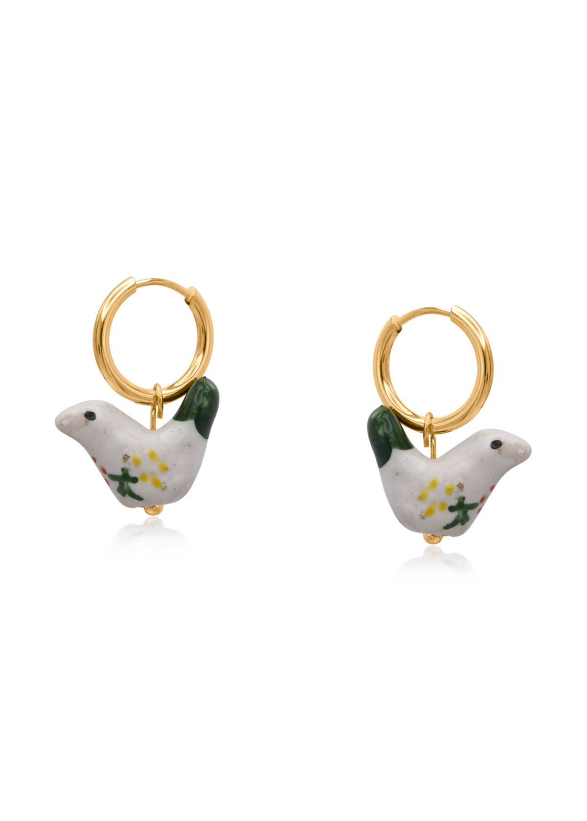 Big Metal London - Ceramic Painted Bird Earrings