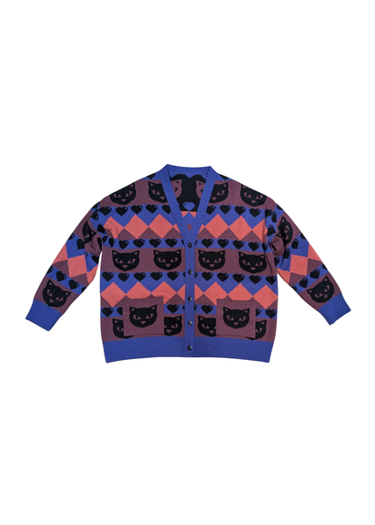 Home of Rainbows - Berry & Plum Kitty Knit Cardigan