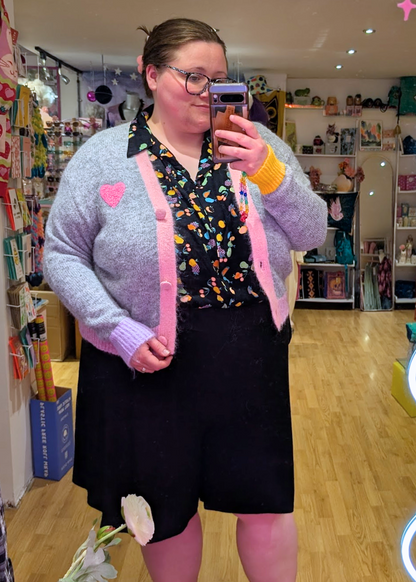 The Edit - Colourblock Love LA Cardigan in Grey
