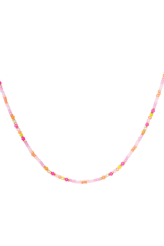 Thunder Egg - Pink Rainbow Beaded Necklace