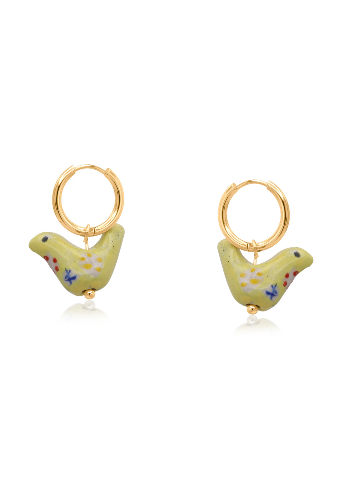 Big Metal London - Ceramic Painted Bird Earrings