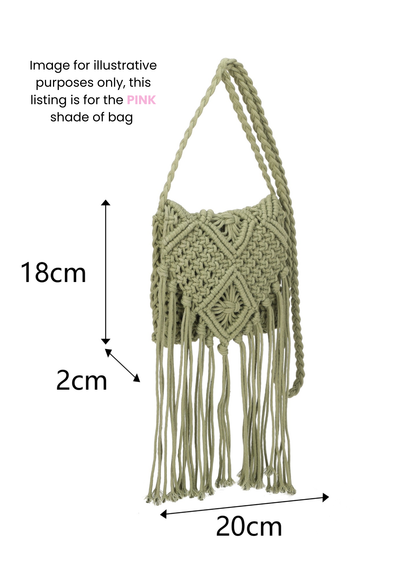 The Edit - Blush Pink Macramé Cross-body Bag