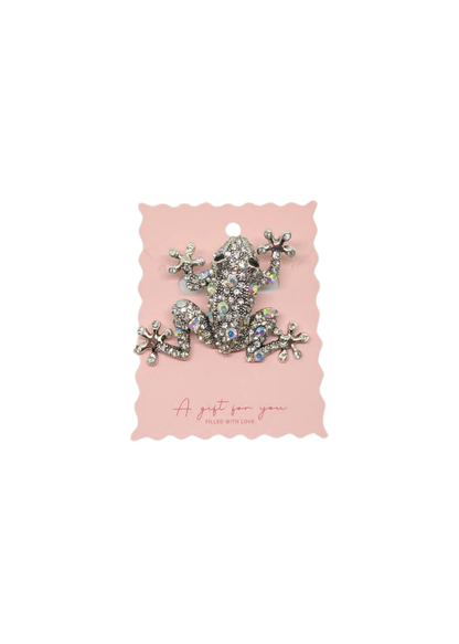 The Edit - Iridescent Silver Frog Brooch