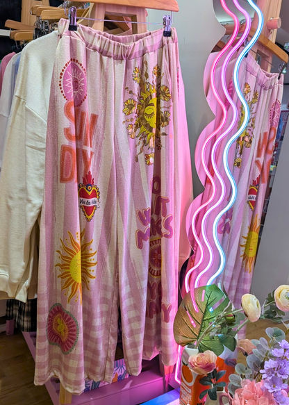 The Edit - Glitter Jersey Cosmic Sunshine Trousers in Pink