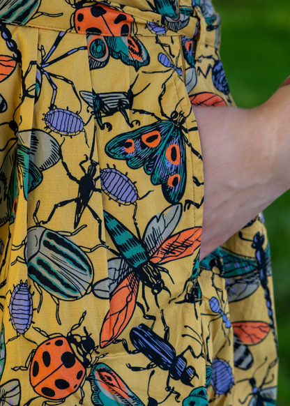 Run & Fly - Mustard Beasties Stretch Belted Tea Dress with Pockets