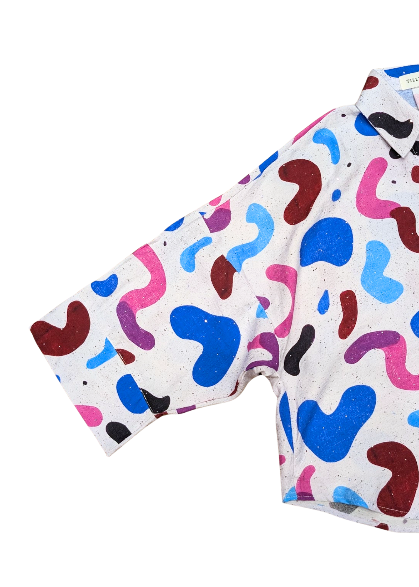 The Edit - Purple & Pink Glitter Blob Oversized Cropped Shirt