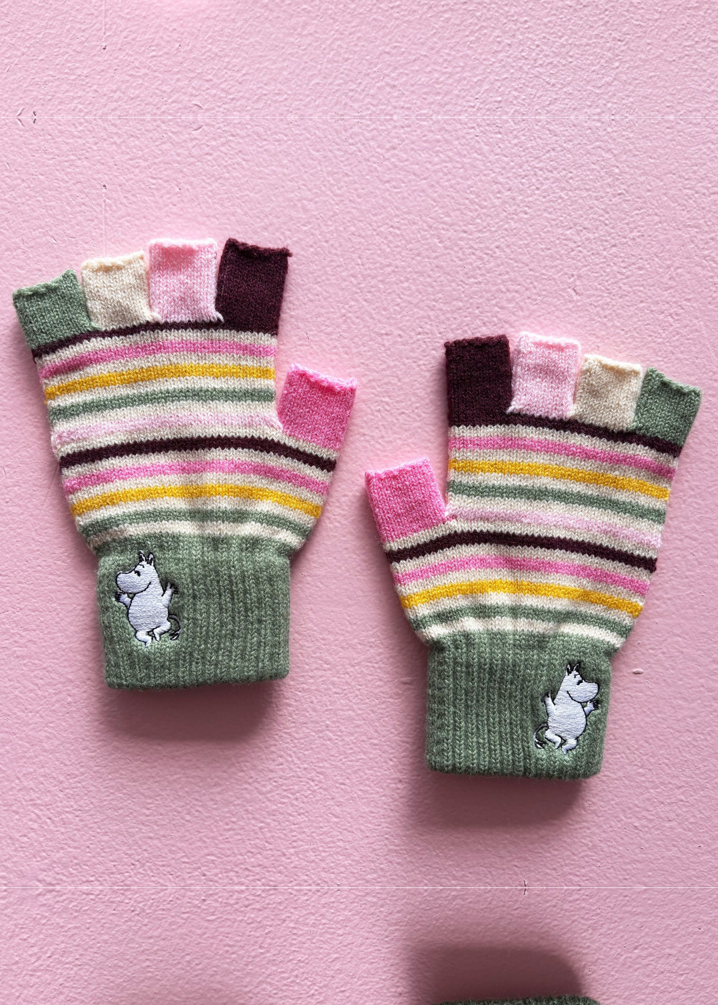 House of Disaster - Moomin Multicolouired Stripe Fingerless Gloves