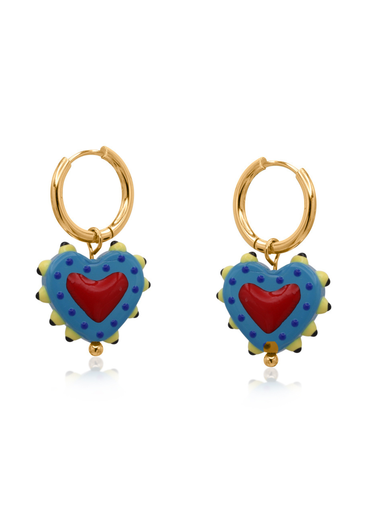 Big Metal London - Santa Fe Heart Charm Earrings
