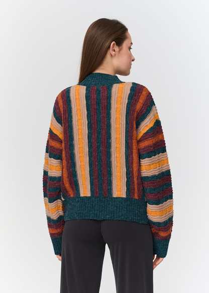 24COLOURS - Textured Striped Knitted Jumper