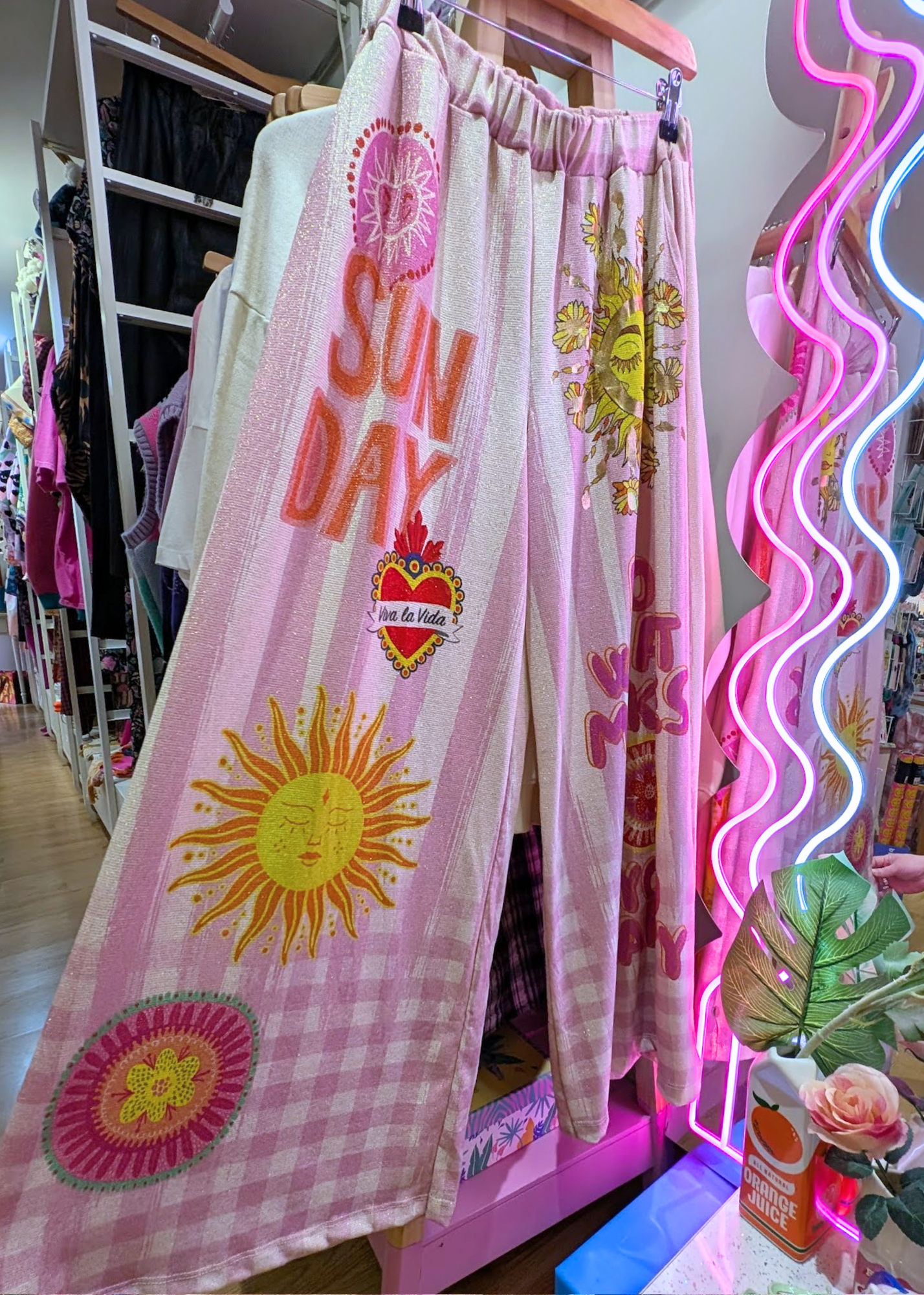 The Edit - Glitter Jersey Cosmic Sunshine Trousers in Pink