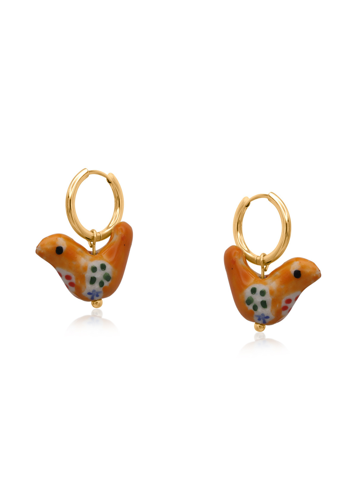 Big Metal London - Ceramic Painted Bird Earrings