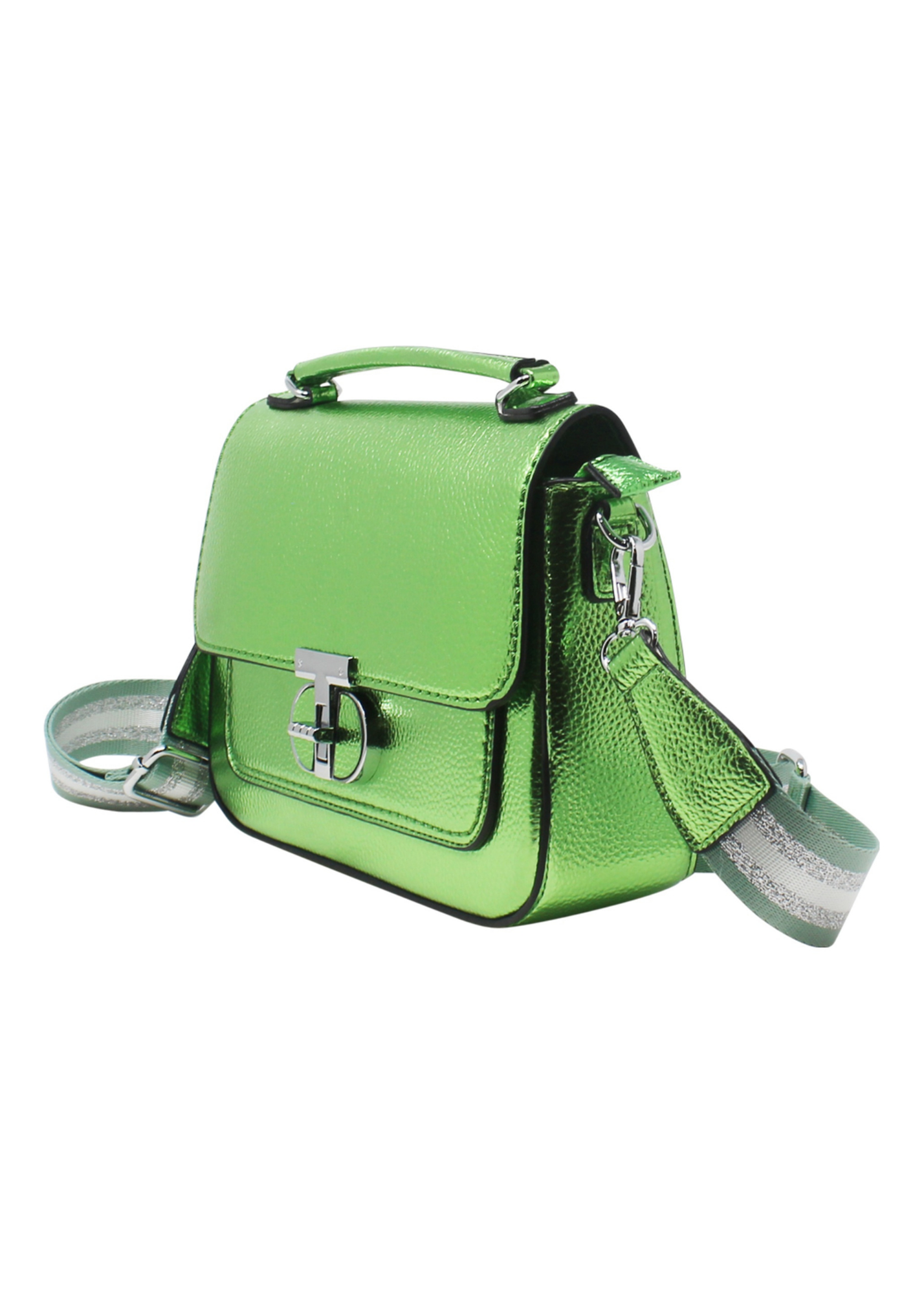 The Edit - Metallic Satchel Bag in Green