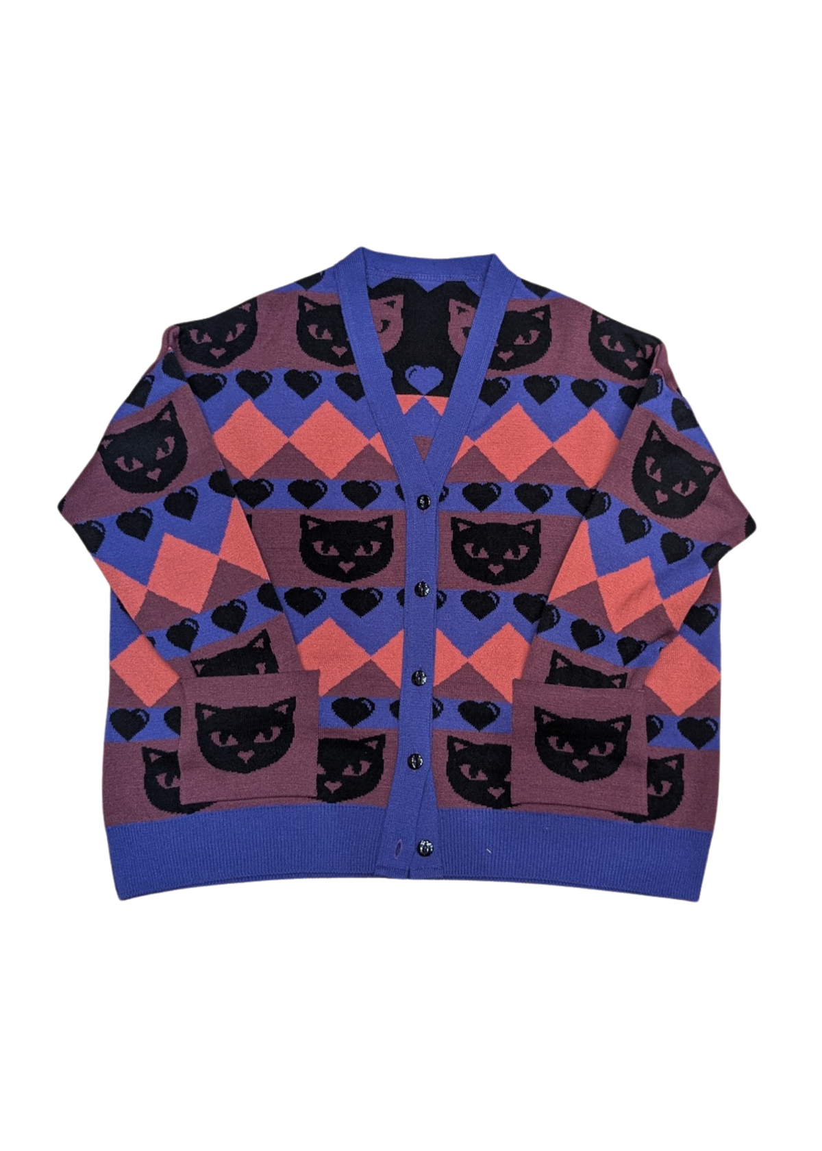 Home of Rainbows - Berry & Plum Kitty Knit Cardigan