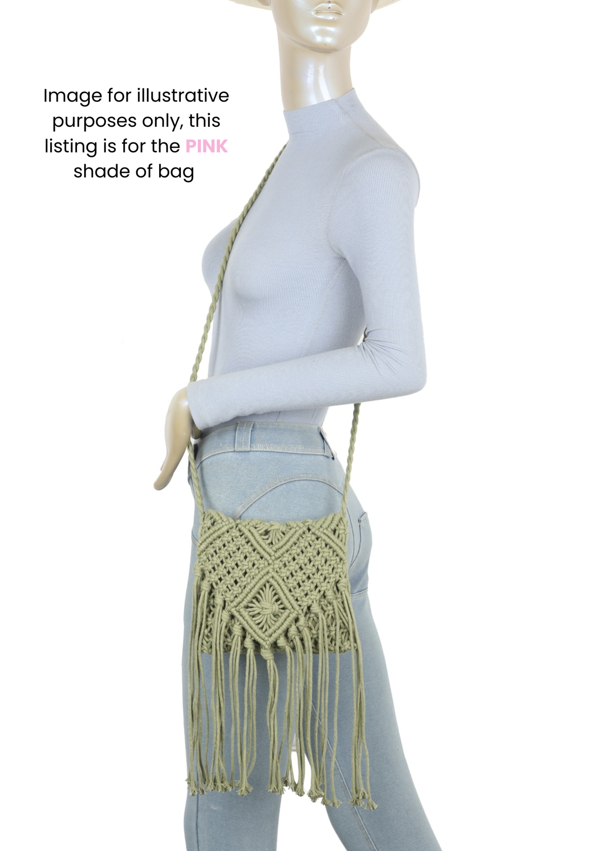 The Edit - Blush Pink Macramé Cross-body Bag