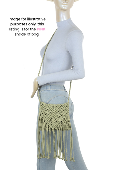 The Edit - Blush Pink Macramé Cross-body Bag