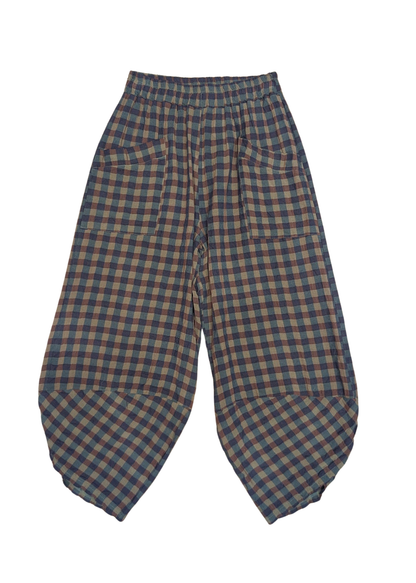 The Edit - Green & Blue Checked Gingham Tulip Cocoon Trousers