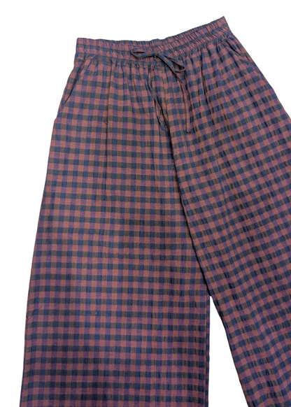 The Edit - Orange & Purple Gingham Check Wide Leg Trousers