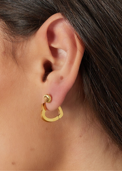 The Edit - Heart Shaped Hoop Earrings in Silver
