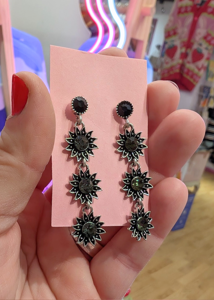 The Edit - Silver Tone Sunflower Drop Earrings