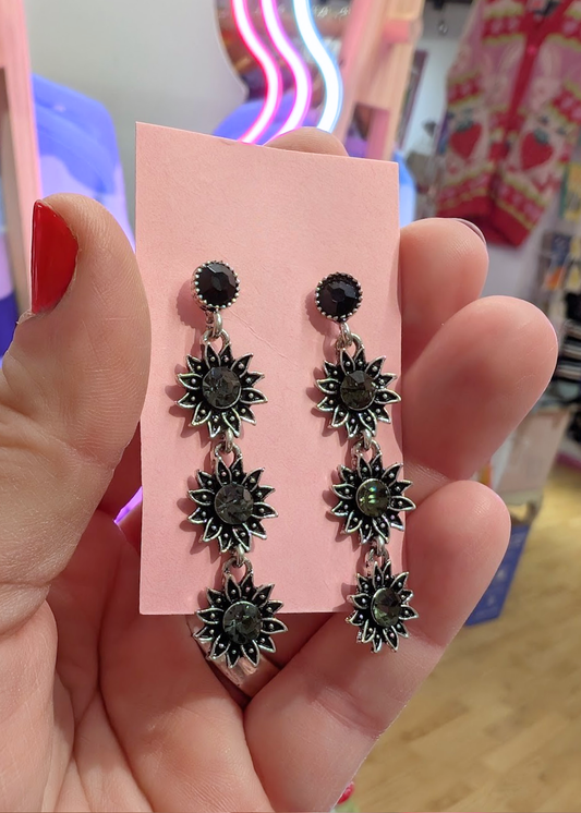 The Edit - Silver Tone Sunflower Drop Earrings