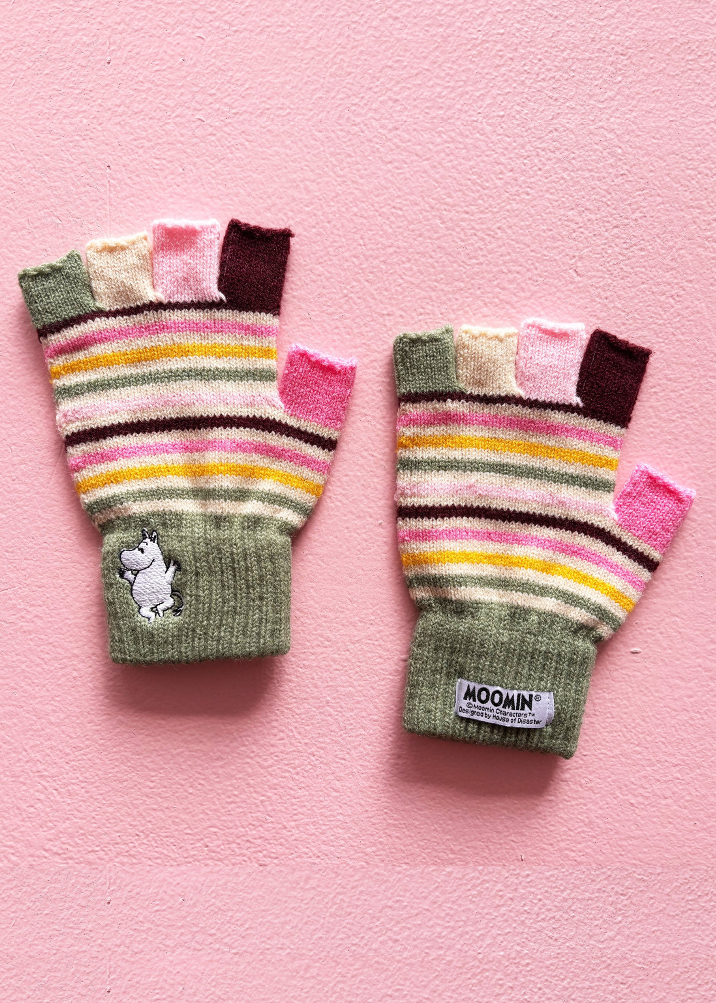 House of Disaster - Moomin Multicolouired Stripe Fingerless Gloves