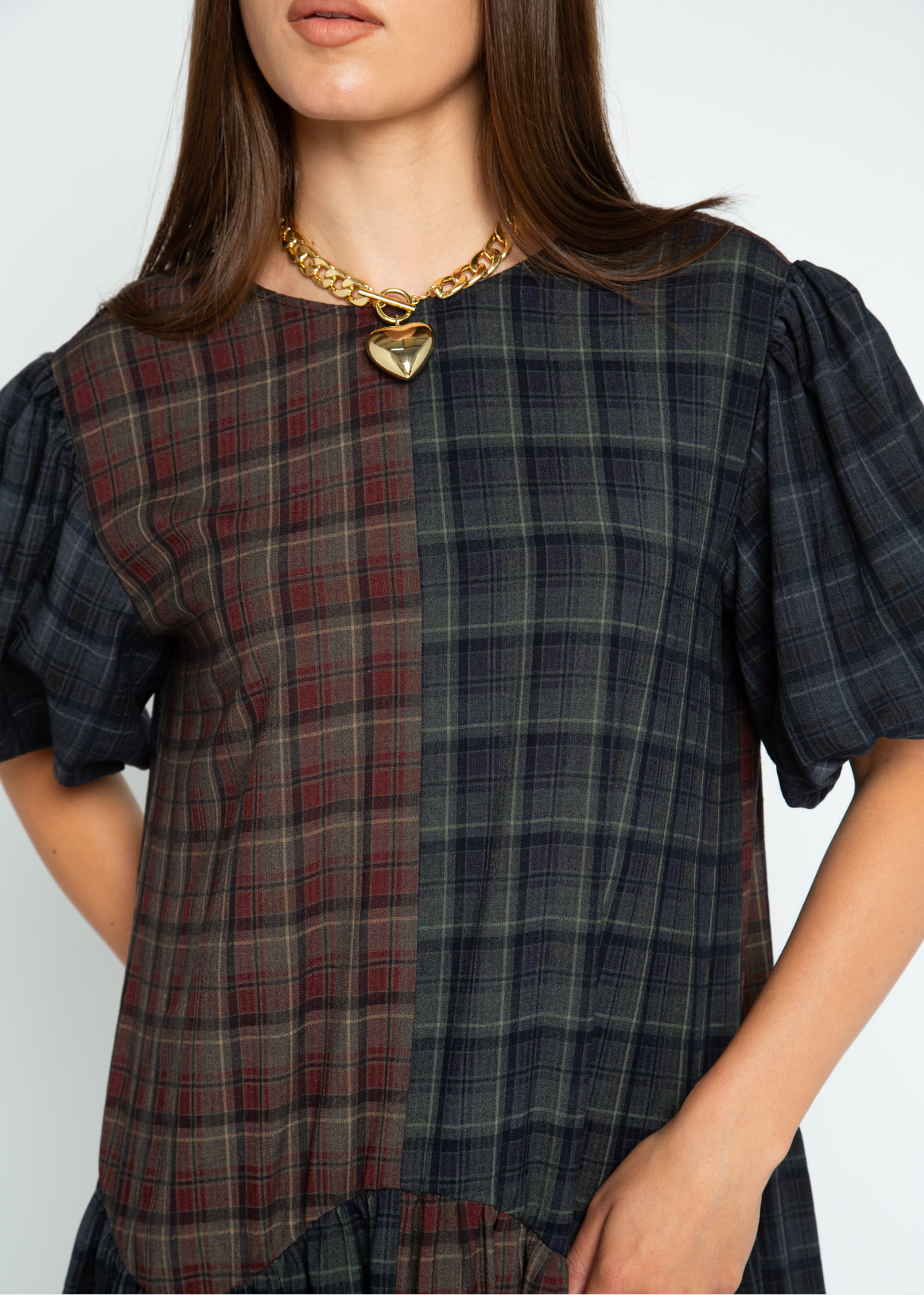 Daisy Street - Heath Mixed Check Midaxi Dress