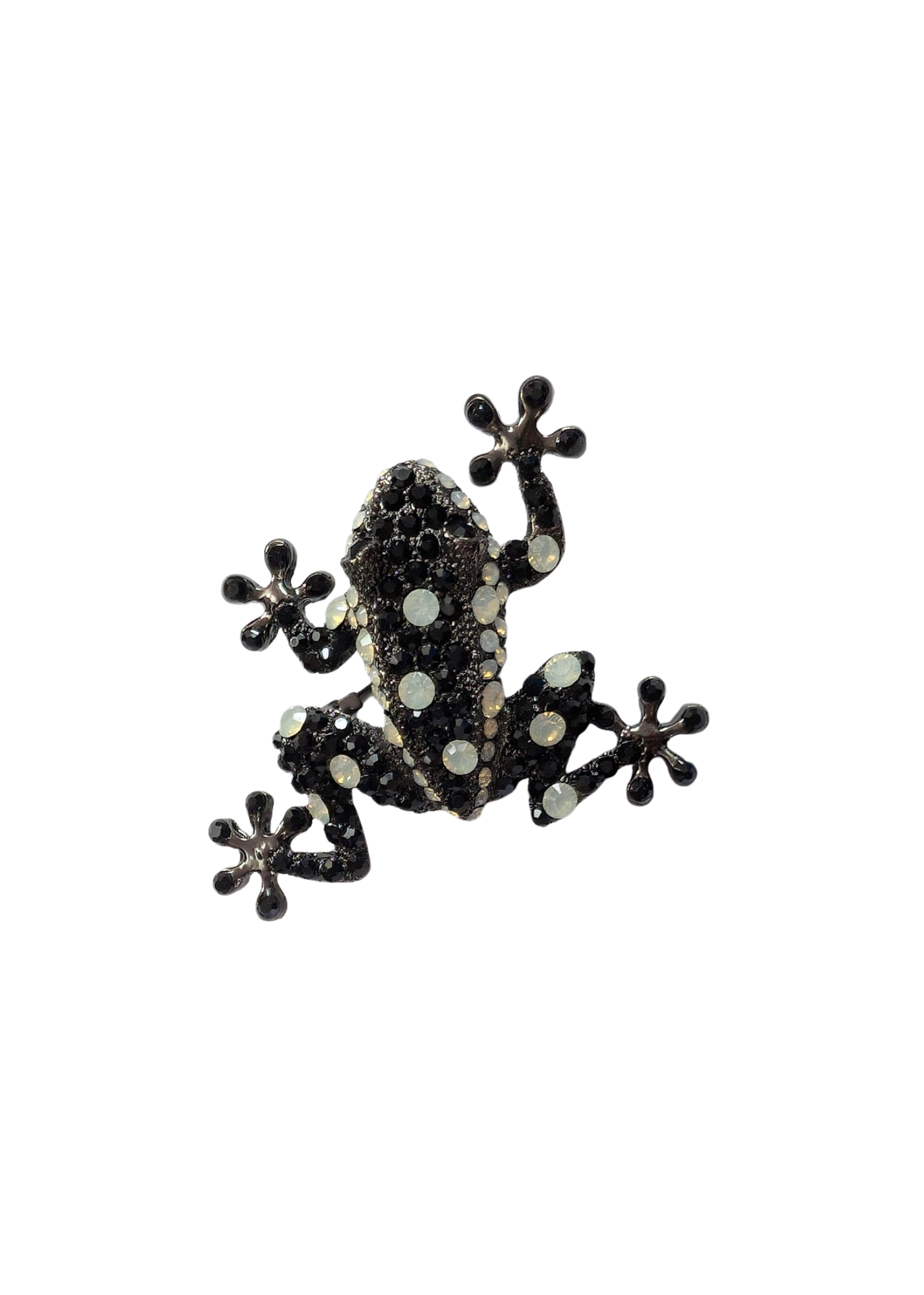 The Edit - Black & White Bejewelled Frog brooch