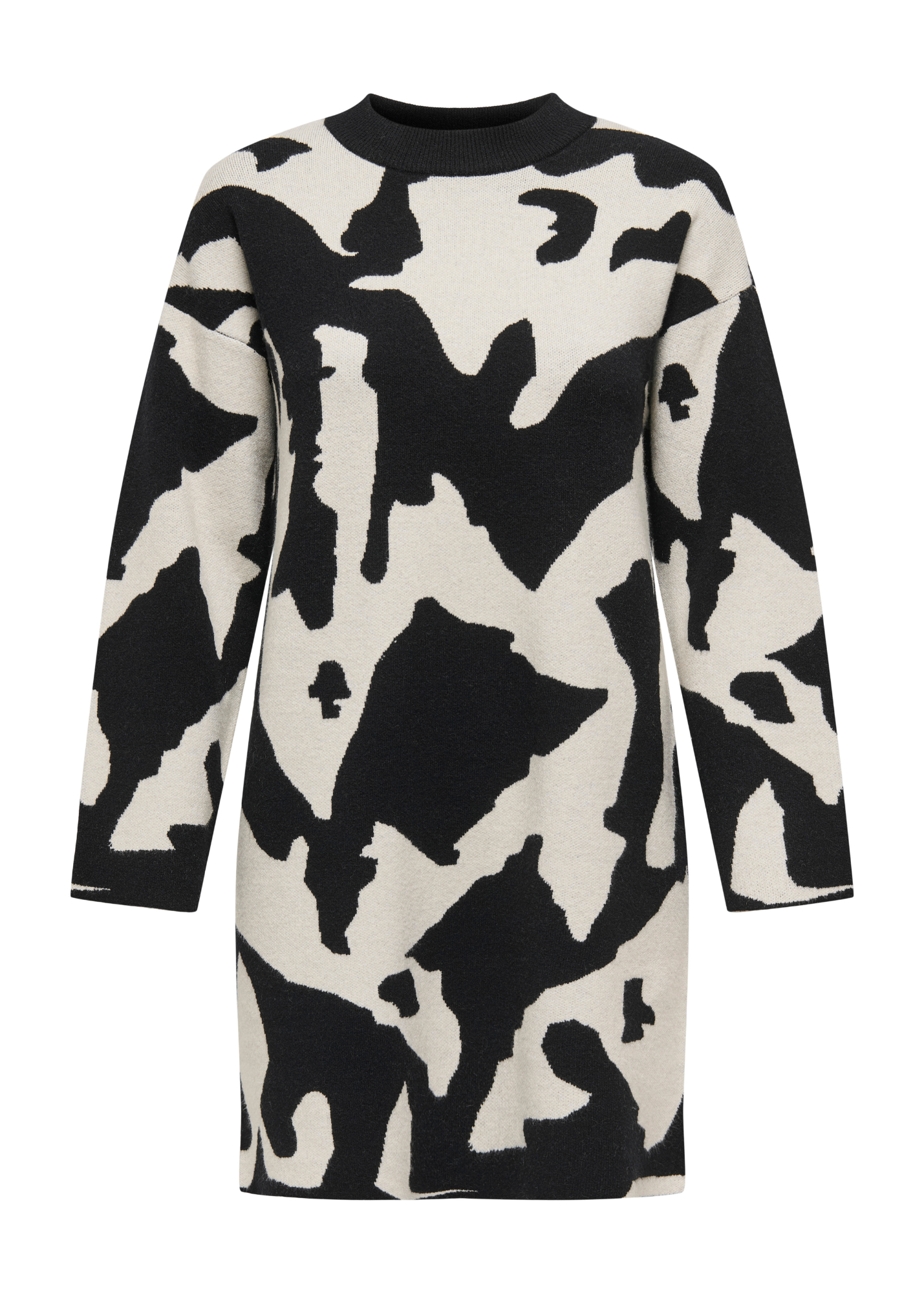 Only - Black and White Abstract Knit Mini Dress