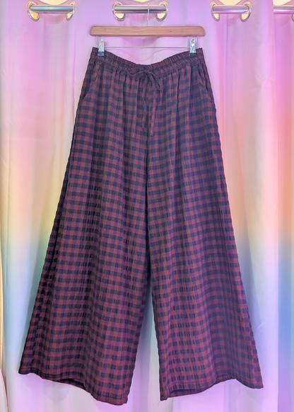 The Edit - Orange & Purple Gingham Check Wide Leg Trousers
