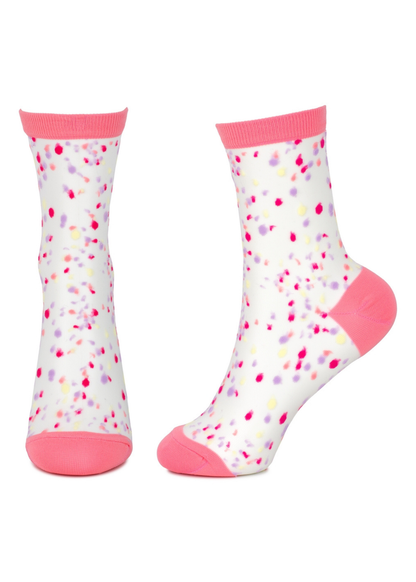 Joe Cool - Pink Speckle Sheer Mesh Socks