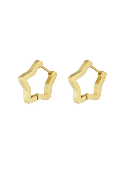 The Edit - Star Shaped Hoop Earrings in Gold