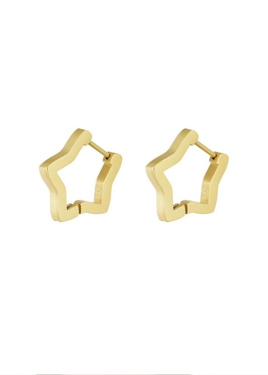 The Edit - Star Shaped Hoop Earrings in Gold