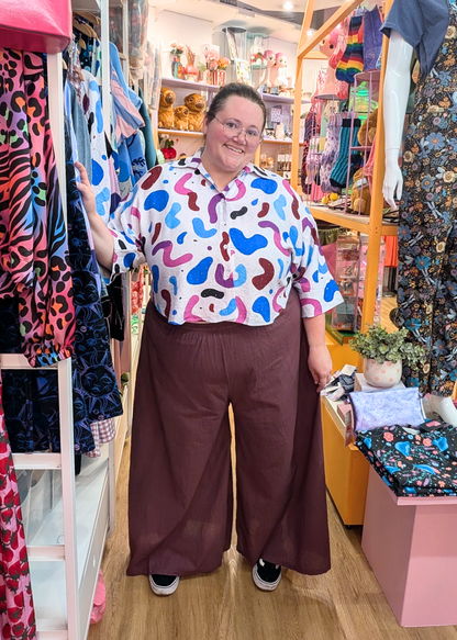 The Edit - Purple & Pink Glitter Blob Oversized Cropped Shirt