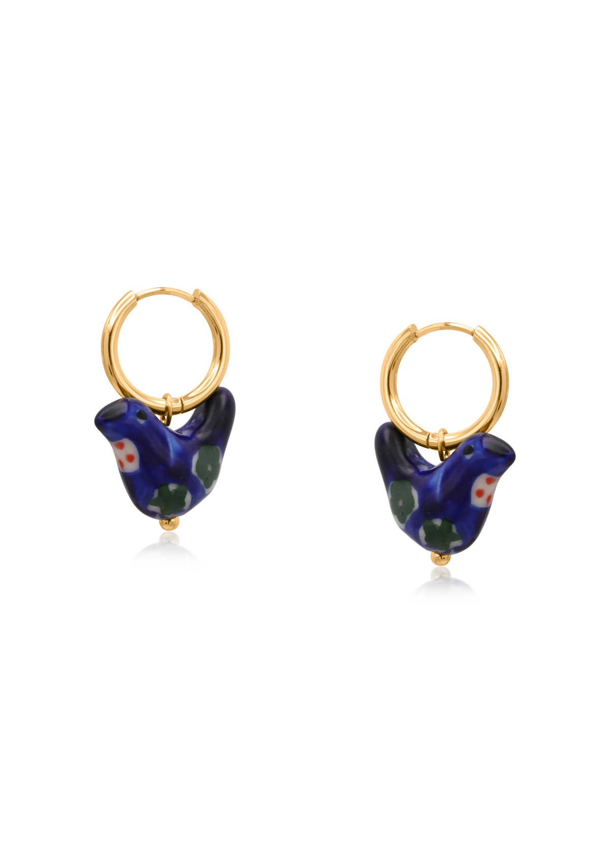 Big Metal London - Ceramic Painted Bird Earrings