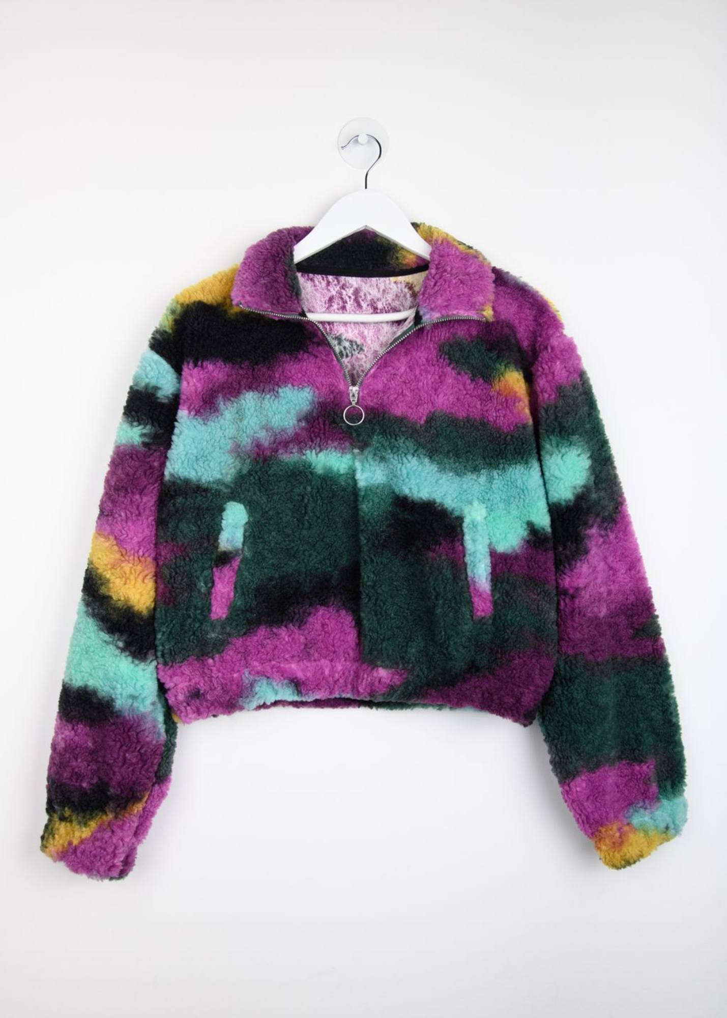 24COLOURS - Magenta/ Teal Abstract Half-Zip Fleece