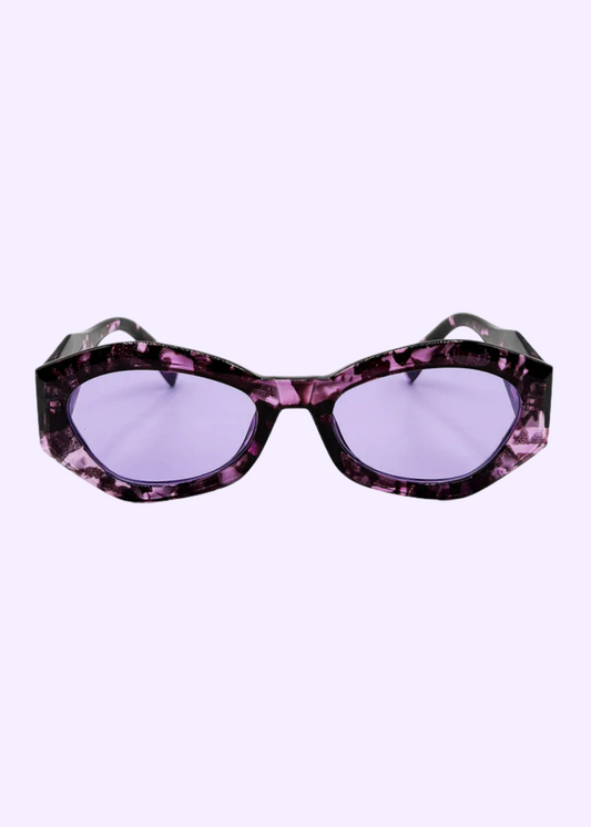 The Edit -Purple & Black Marble Angular Sunglasses