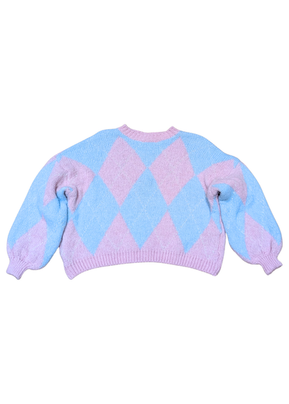 The Edit - Pink & Blue Harlequin Knit Jumper