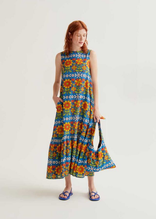 Compañia Fantastica - Retro Garden Print Sleeveless Midi Dress