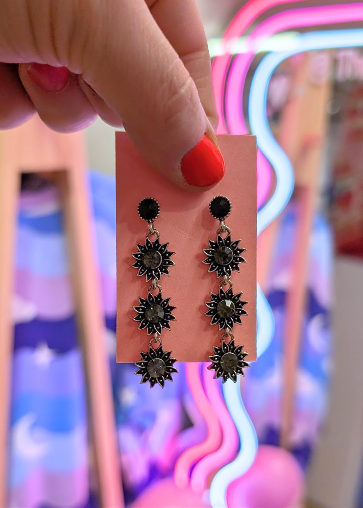 The Edit - Silver Tone Sunflower Drop Earrings