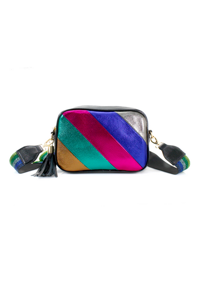 Thunder Egg - Metallic Rainbow Stripe Boxy Bag in Pink & Blue