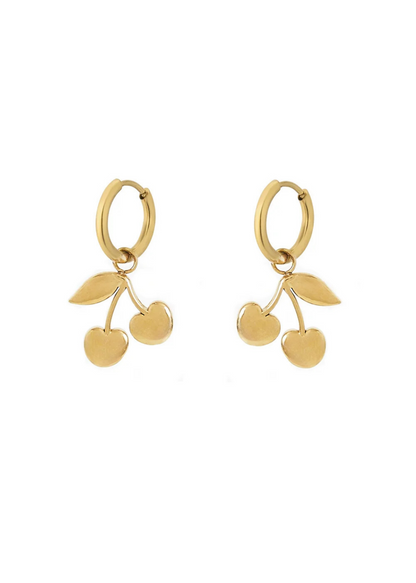The Edit - Cherry Hoop Earrings in Gold
