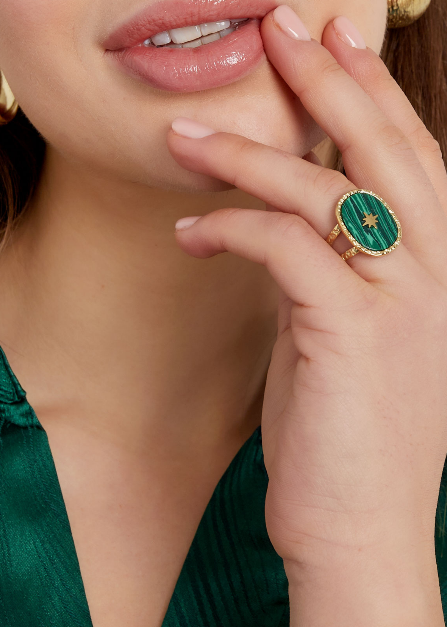 The Edit - Stone Ring with Gold Star