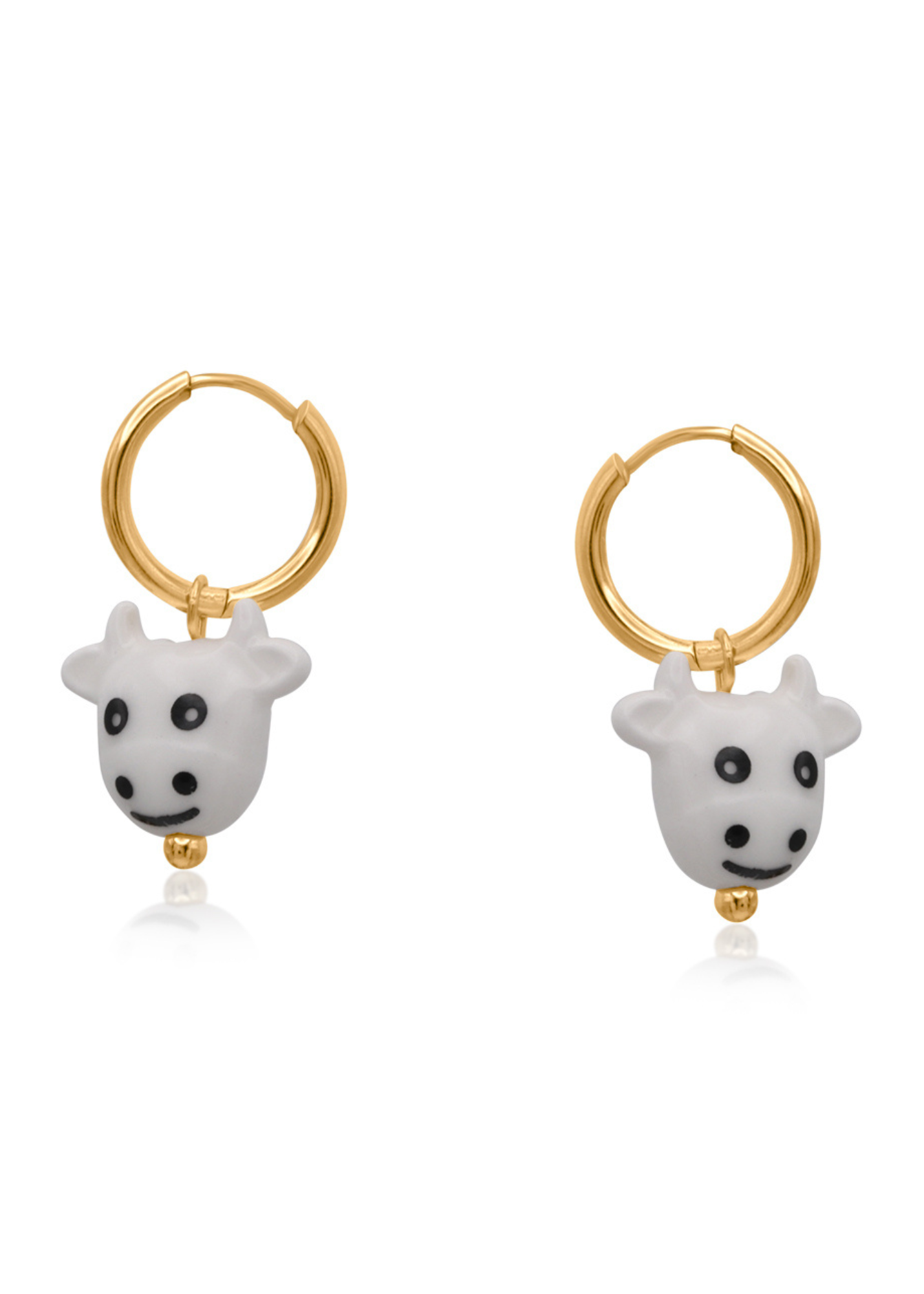 Big Metal London - Happy Cow Charm Earrings