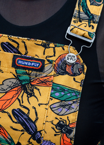 Run & Fly - Mustard Beasties Flared Pinafore Dress