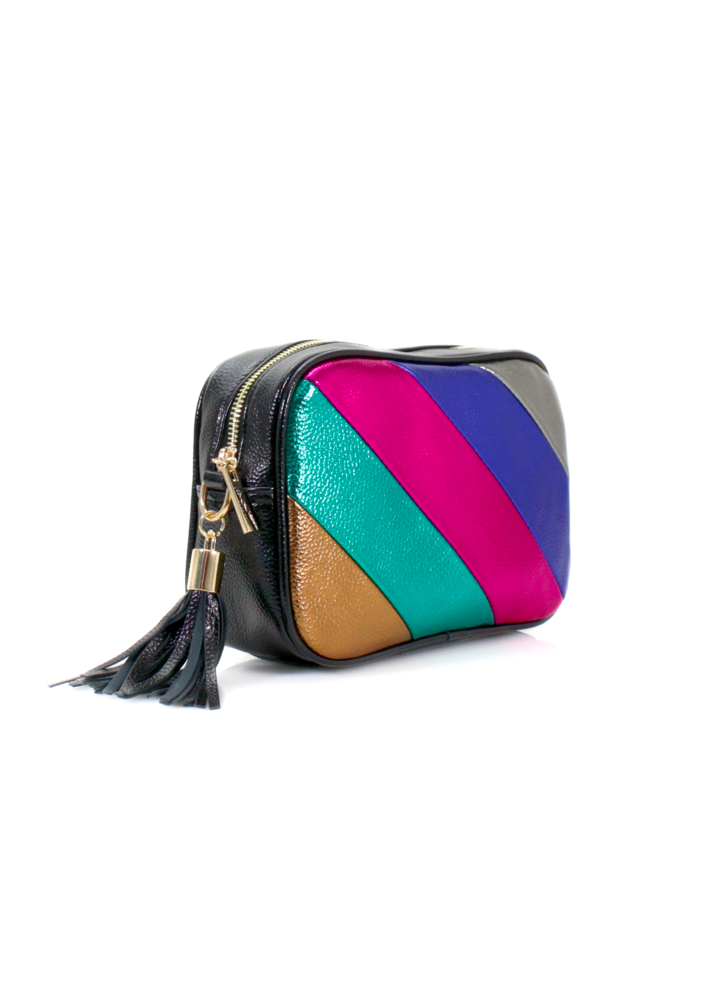 Thunder Egg - Metallic Rainbow Stripe Boxy Bag in Pink & Blue
