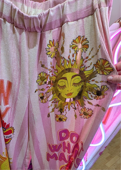 The Edit - Glitter Jersey Cosmic Sunshine Trousers in Pink