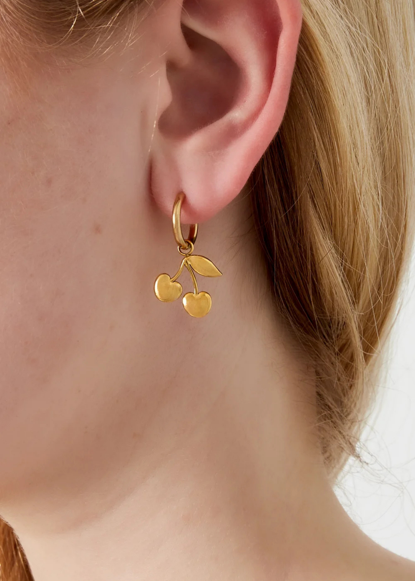 The Edit - Cherry Hoop Earrings in Gold