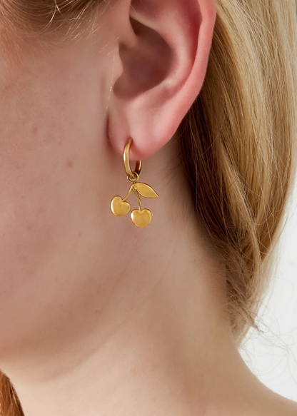 The Edit - Cherry Hoop Earrings in Gold